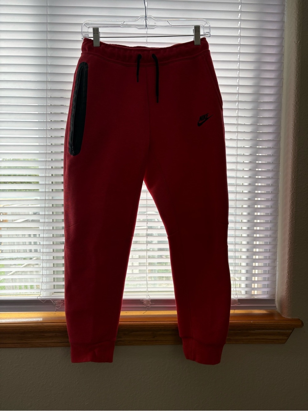 Nike Tech Red youth Fleece Joggers with Black Trim